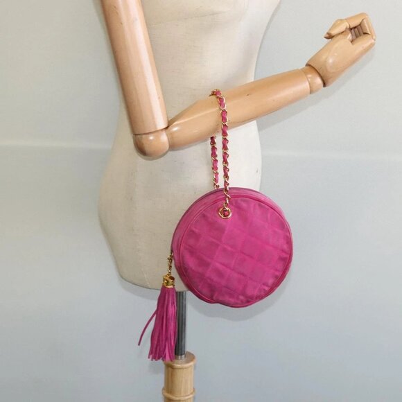 CHANEL Matelasse Chain Hand Bag Suede Pink CC Auth - Picture 1 of 16